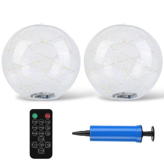 Solar floating pool light package contents including remote and air pump
