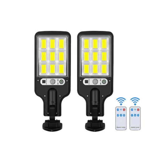 Solar motion sensor light 2-pack set on white studio background
