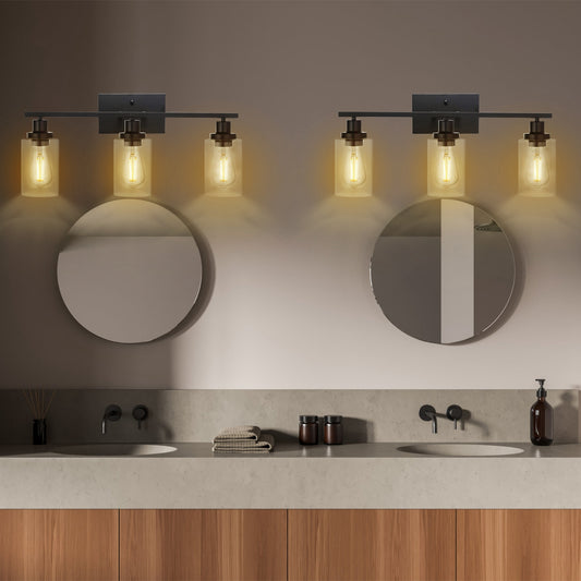 Matte black wall light showing 43cm width and mounting backplate detail