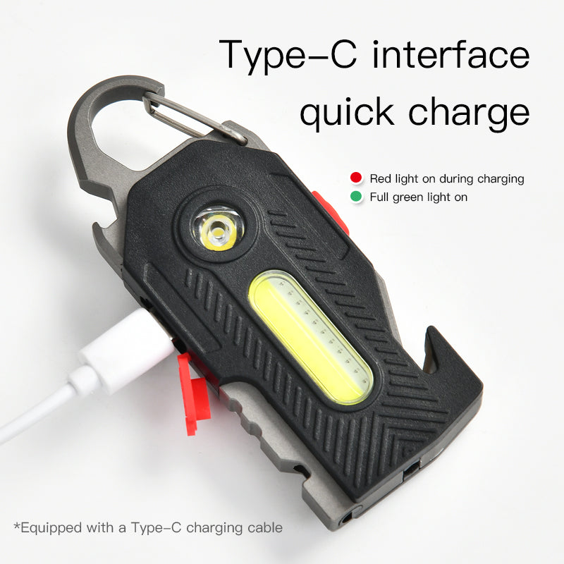 400LM COB LED Keychain Light with 9-in-1 Tools for Everyday Carry