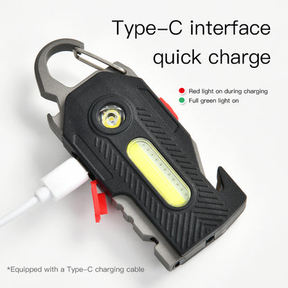400LM COB LED Keychain Light with 9-in-1 Tools for Everyday Carry