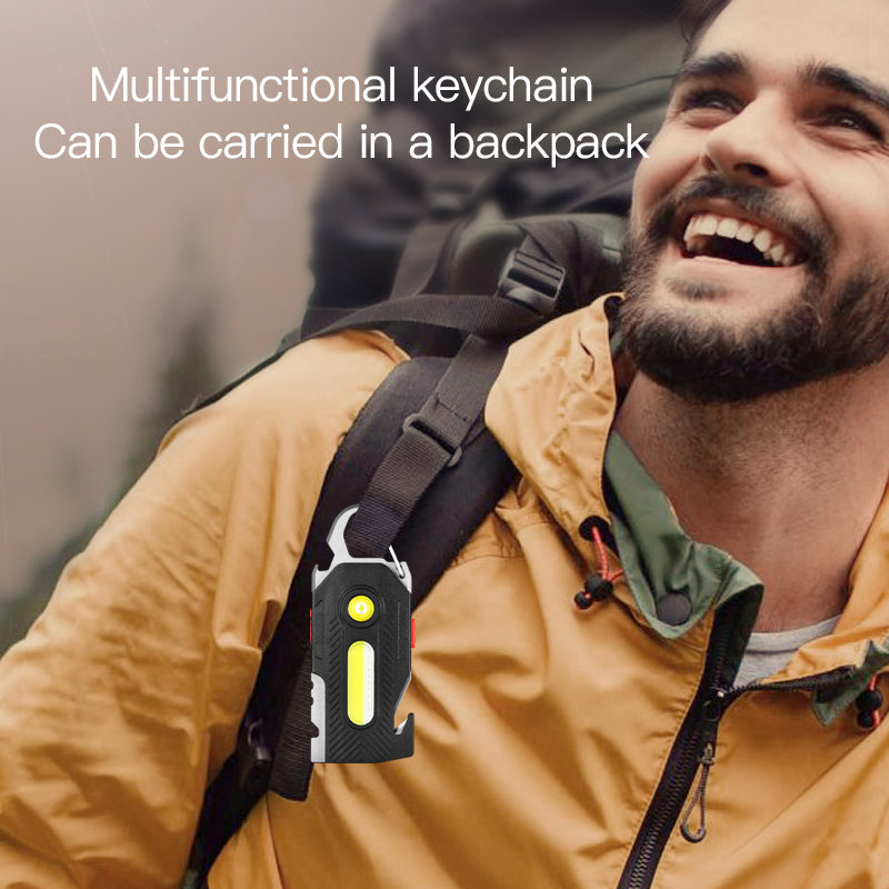 400LM COB LED Keychain Light with 9-in-1 Tools for Everyday Carry
