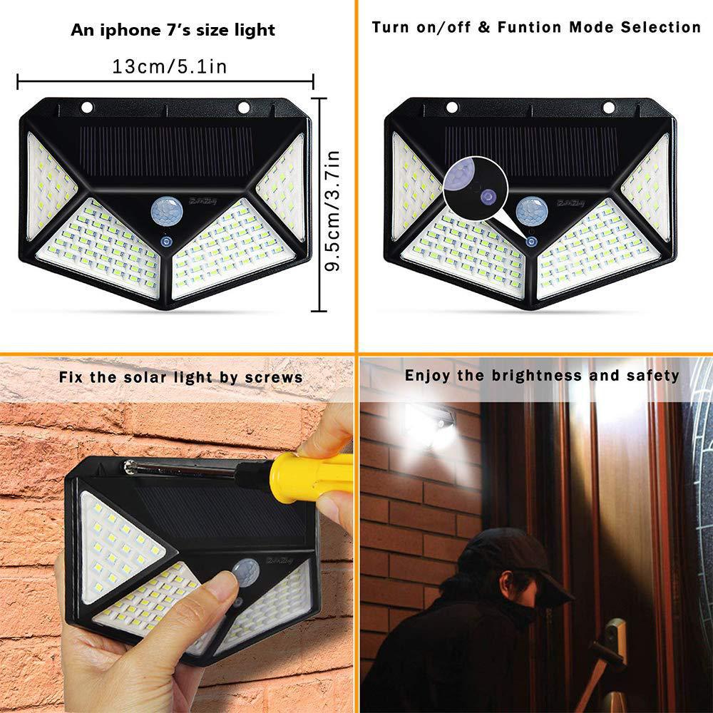100 LED Solar PIR Wall Light