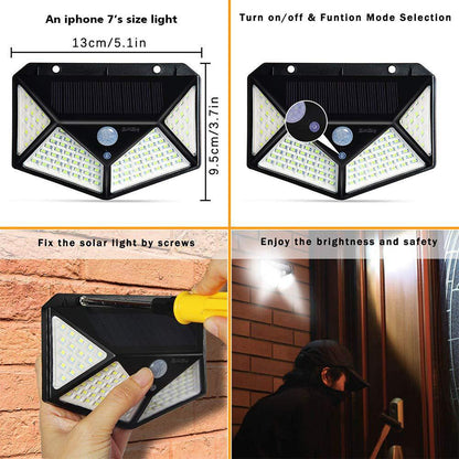 100 LED Solar PIR Wall Light