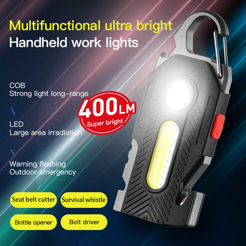 400LM COB LED Keychain Light with 9-in-1 Tools for Everyday Carry