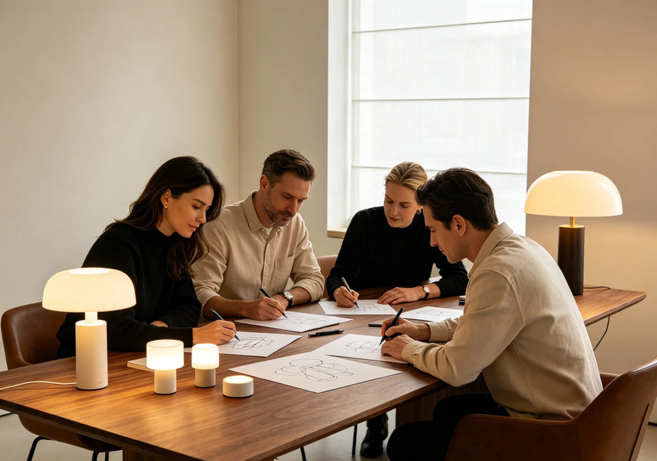 Lumwell team with premium home lighting in a cozy living space