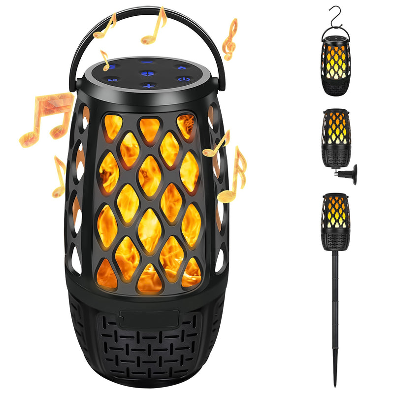 4-in-1 Outdoor Bluetooth Speaker with LED Flame Light, IPX5